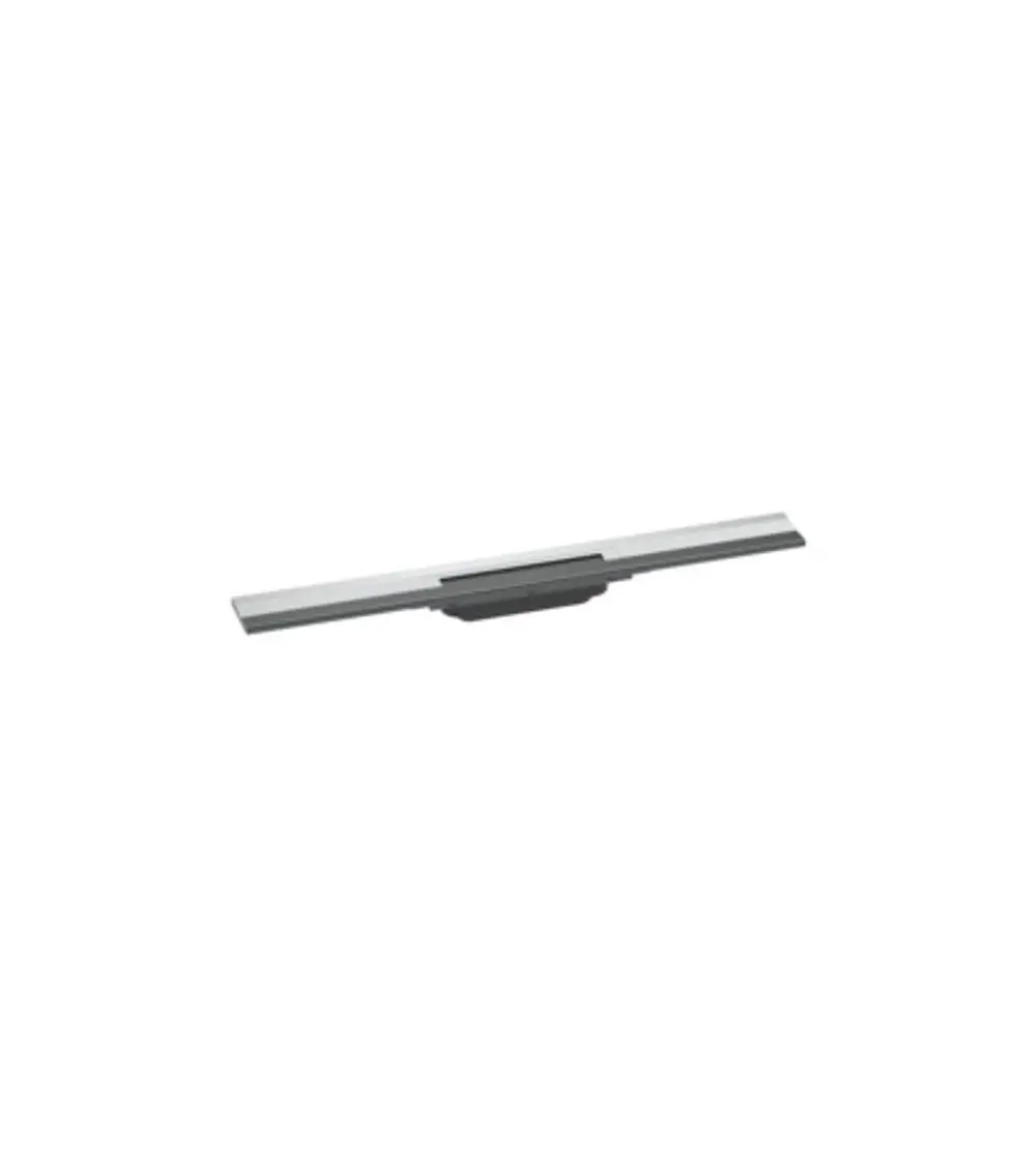 Duschrinne in schlanker Chrom-Optik, geeignet für Wandmontage. Teil der Hansgrohe RainDrain-Serie, flexibles Design zur individuellen Anpassung.